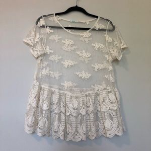 Lace Peplum Top